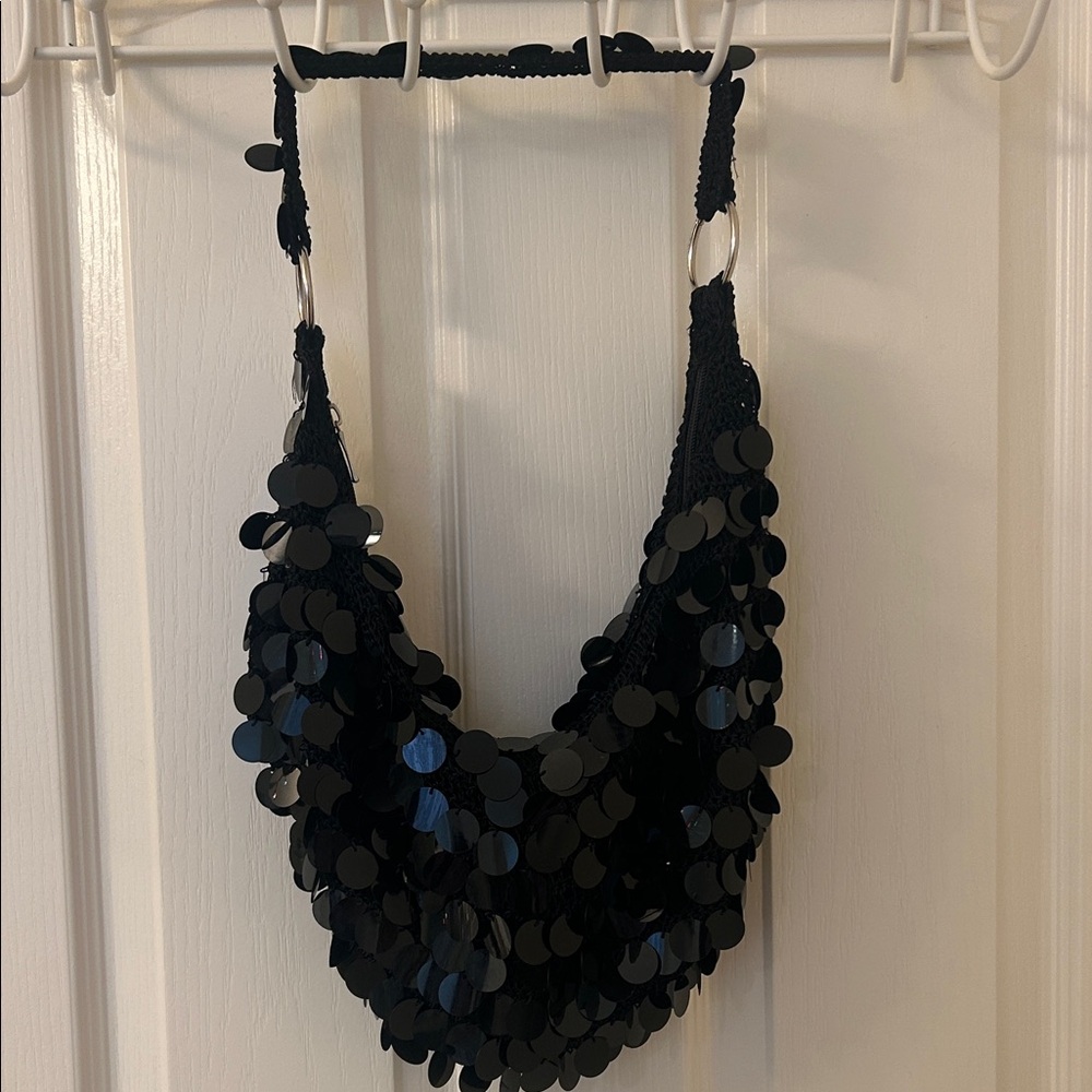 Vintage Black Sequin Shoulder Bag